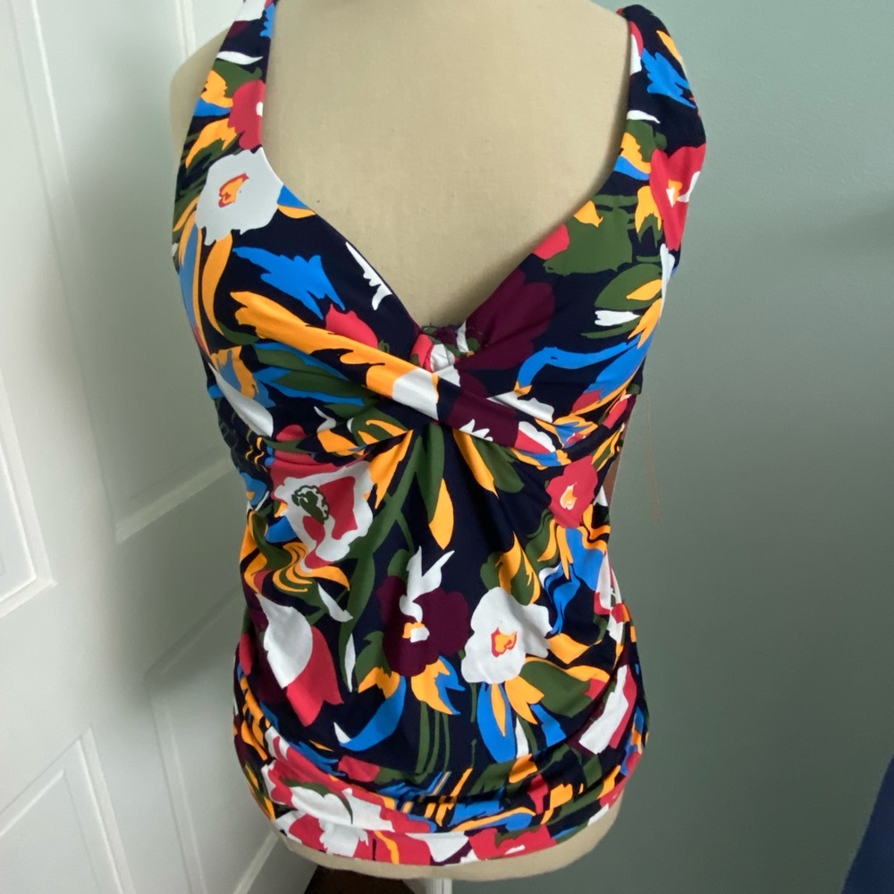 Anne Cole Twist Front Underwire Tankini Top, TJ21MT217T Floral NWT